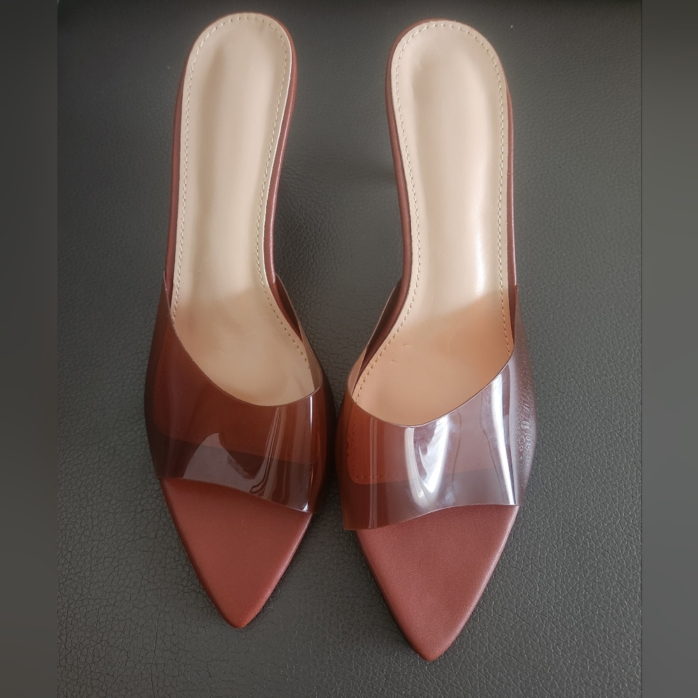 Cone heeled mule sandals